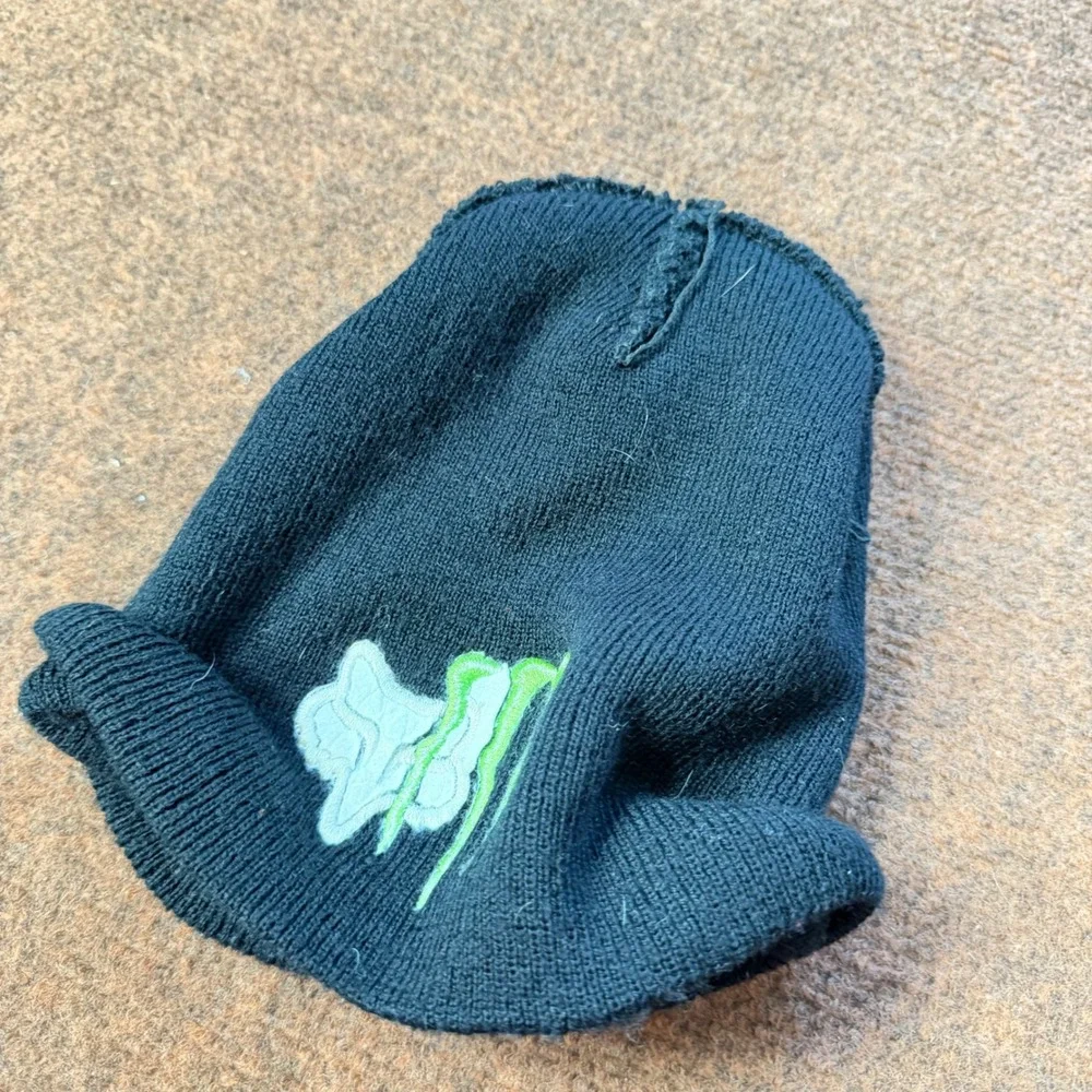 Fox Racing Monster Energy Beanie Black Knit Hat Embroidered Moto Logo Mens Fair